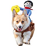 NACOCO Cowboy Rider Dog Costume for Dogs Outfit Knight Style with Doll and Hat for Halloween Day Pet Costume(M)