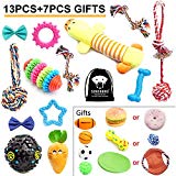 SZKOKUHO 13+7 Pack Puppy Dog Chew Toys Set Puppy Accessories —Puppy Chew Toys,Puppy Plush Toys,Dog Ropes Toy,Dog Bone Toy,Dog Bow Tie,Dog Balls,Puppy Squeaky Toys,Dog Flying Discs,For Small t(20 Pack)