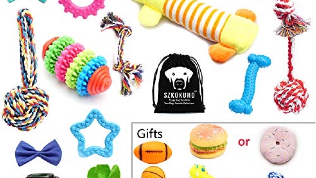 SZKOKUHO 13+7 Pack Puppy Dog Chew Toys Set Puppy Accessories —Puppy Chew Toys,Puppy Plush Toys,Dog Ropes Toy,Dog Bone Toy,Dog Bow Tie,Dog Balls,Puppy Squeaky Toys,Dog Flying Discs,For Small t(20 Pack)