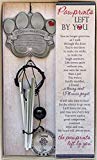 Pet Memorial Wind Chime - 13.5” Metal Casted Pawprint Wind Chime - A Beautiful Remembrance Gift For a Grieving Pet Owner - Includes “Pawprints Left By You” Poem Card        