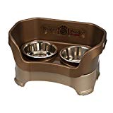 Neater Feeder Deluxe Medium Dog (Bronze) - The Mess Proof Elevated Bowls No Slip Non Tip Double Diner Stainless Steel Food Dish with Stand