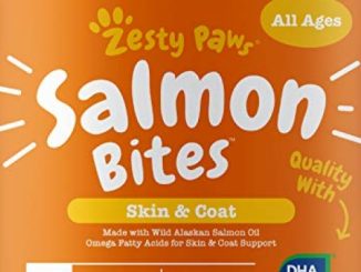 Salmon Fish Oil Omega 3 for Dogs – With Wild Alaskan Salmon Oil – Anti Itch Skin & Coat + Allergy Support – Hip & Joint + Arthritis Dog Supplement – Natural Omega-3 & 6 + EPA & DHA – 90 Chew Treats