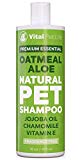 Shampoo for Dogs & Cats with Oatmeal, Aloe Vera, Chamomile, Jojoba Oil, Vitamin E - All Natural and Hypoallergenic, Helps Dry Coats & Itchy Sensitive Skin, No Parabens or Artificial Dyes, 16 oz