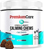 PREMIUM CARE Calming Treats for Dogs - Made in USA - Aids Stress, Anxiety, Storms, Barking, Separation and More - Organic Kelp + Valerian Root Soft Chews - 120 Count Dog Calming Treats