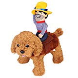 Dog Costume Halloween Pet Dog Cowboy Rider Costume Christmas Dogs Cats Suit Outfit Knight Style with Doll and Hat Adjustable Puppy Funny Cosplay Clothes Clothing Dog Dress Up Apparel Costume Size M