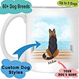 Dog Mug Personalized for Dog Mom, Dog Dad. Custom with Any Dog Breed, Pet Name & Picture. Perfect Gift Idea For Dog Lovers, Pet Memorial Coffee Cup on Birthday Christmas Father day (1 Dog, SeaView)