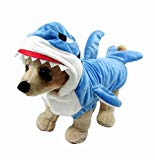 Mogoko Funny Dog Cat Shark Costumes, Pet Halloween Christmas Cosplay Dress, Adorable Blue Shark Pet Costume,Animal Fleece Hoodie Warm Outfits Clothes (M Size)