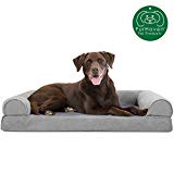 Furhaven Pet Dog Bed | Orthopedic Faux Fur & Velvet Traditional Sofa-Style Living Room Couch Pet Bed w/ Removable Cover for Dogs & Cats, Smoke Gray, Large