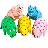 Multipet's 9-Inch Latex Polka Dot Globlet Pig Dog Toy, Assorted Colors